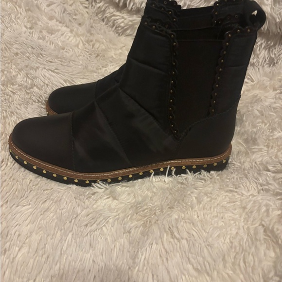 Free People Black Ankle Boots with Gold Studs - Picture 2 of 3